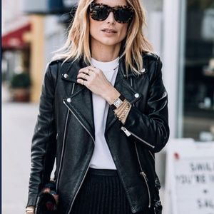 ANINE BING Cropped Leather Moto Jacket Size XS